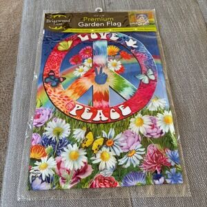 New Unopened‎ Briarwood Lane Premium Garden Flag Love Peace Flowers Butterflies